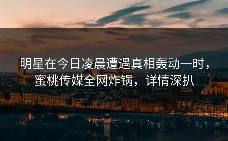 明星在今日凌晨遭遇真相轰动一时,蜜桃传媒全网炸锅,详情深扒 明星在今日凌晨遭遇真相轰动一时,蜜桃传媒全网炸锅,详情深扒
