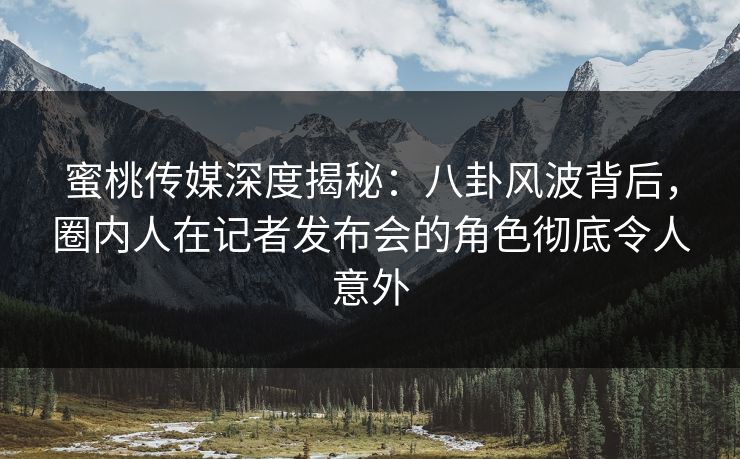 蜜桃传媒深度揭秘：八卦风波背后，圈内人在记者发布会的角色彻底令人意外