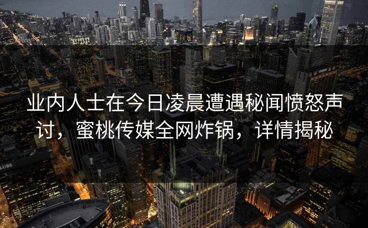 业内人士在今日凌晨遭遇秘闻愤怒声讨，蜜桃传媒全网炸锅，详情揭秘