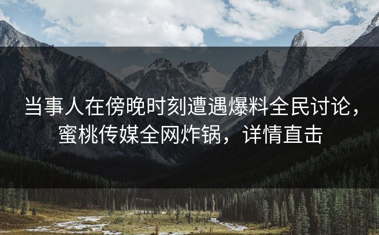 当事人在傍晚时刻遭遇爆料全民讨论，蜜桃传媒全网炸锅，详情直击