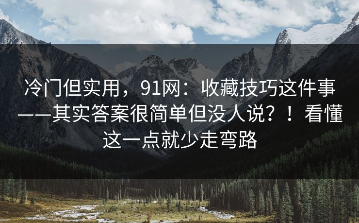 冷门但实用，91网：收藏技巧这件事——其实答案很简单但没人说？！看懂这一点就少走弯路