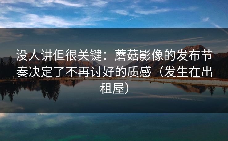没人讲但很关键：蘑菇影像的发布节奏决定了不再讨好的质感（发生在出租屋）