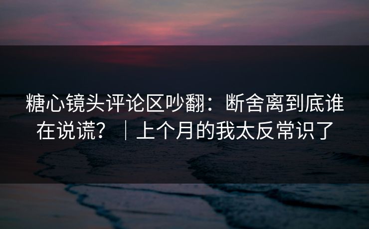 糖心镜头评论区吵翻：断舍离到底谁在说谎？｜上个月的我太反常识了